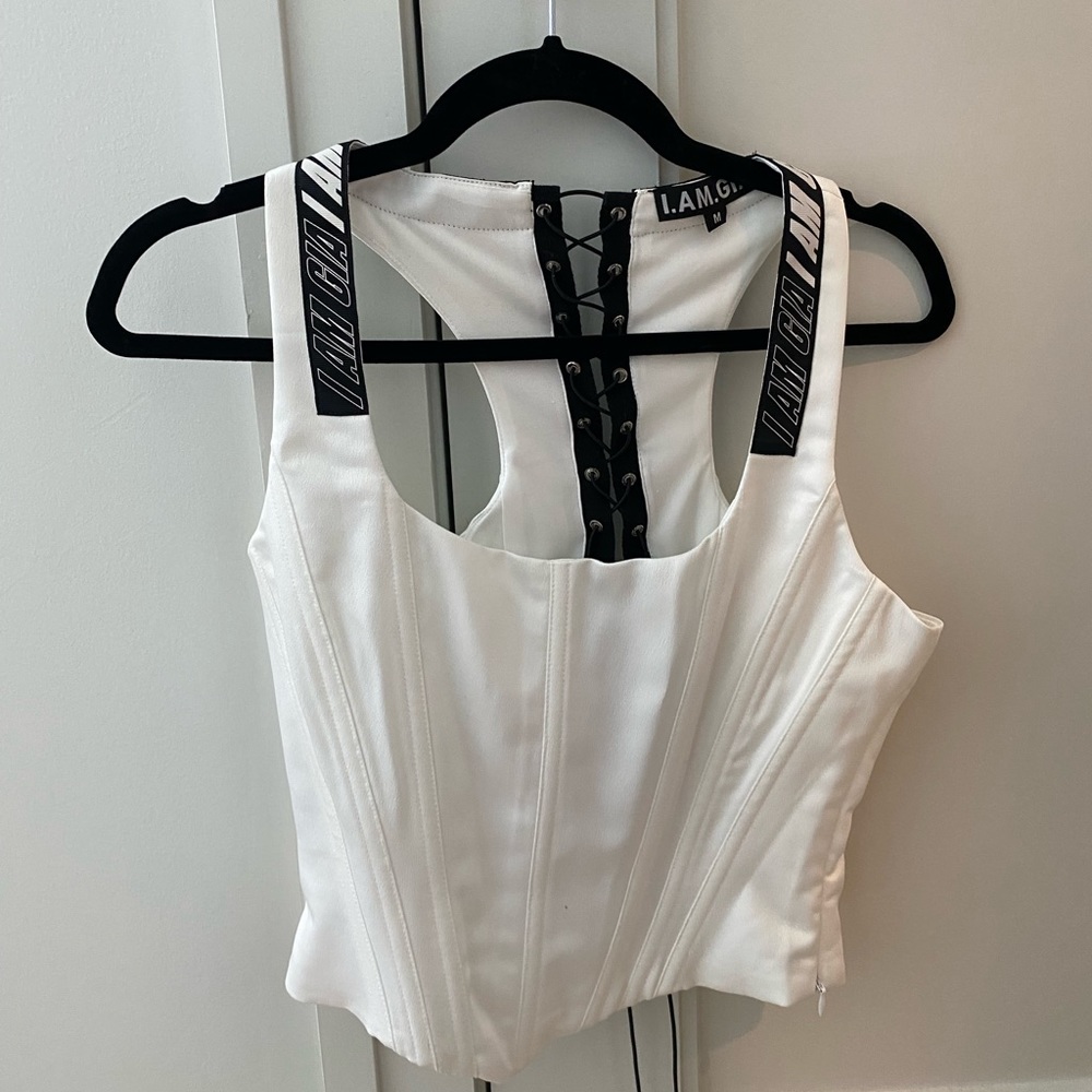 I.AM.GIA White Corset Top